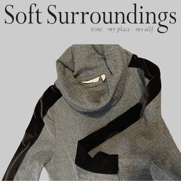 Soft Surroundings Moderne Cowl Herringbone Dress Crossover Hem Velvet Women PM - Picture 4 of 13